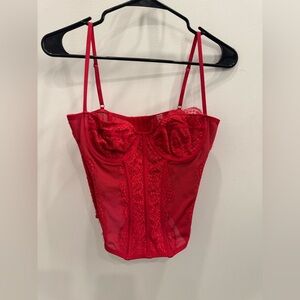 Urban Outfitters Vibrant Red Mesh corset top size large